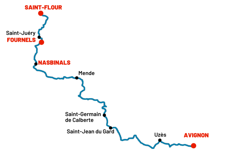 Plan des étapes du GR d' Urbain V