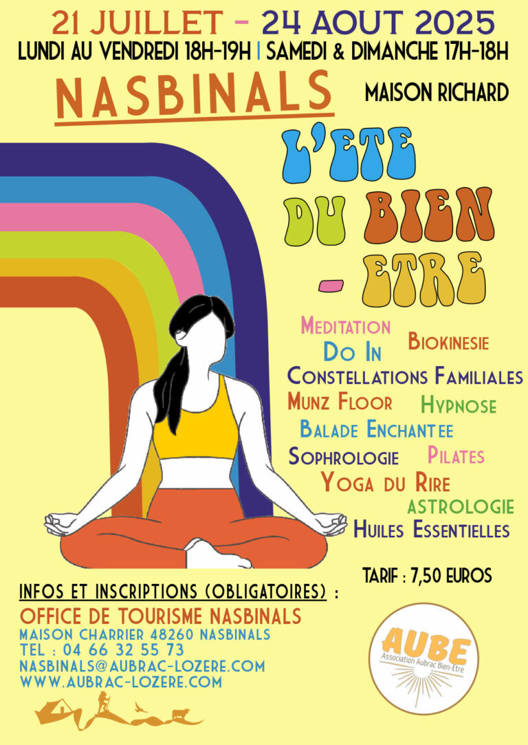 Affiche des manifestations de bien être au cours de l'été