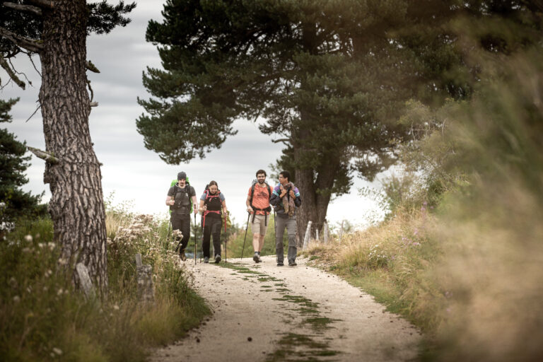 Jeunes randonneurs sur le chemin de Compostelle